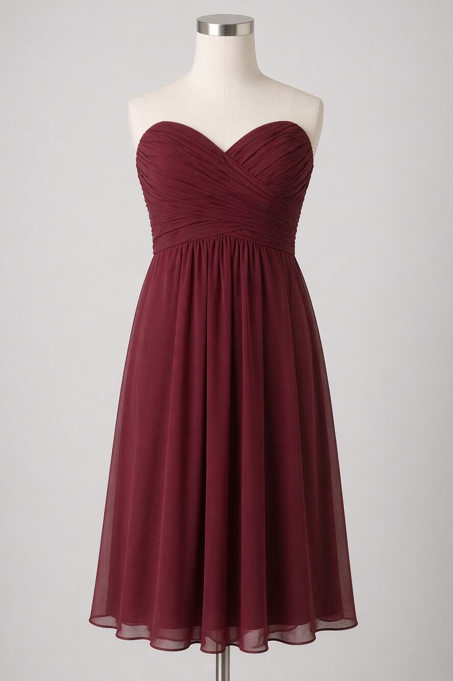 Bill Levkoff | Maroon Strapless Dress Bridesmaid Formal Fit & Flare